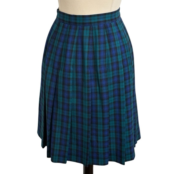 Talbots Women's Vintage-Style Pleated Fringe Detail Wrap Skirt, Green&Blue Sz12 - Picture 5 of 5